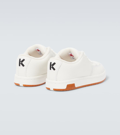 Shop Kenzo Dome Leather Sneakers In White