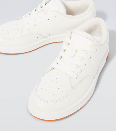 Shop Kenzo Dome Leather Sneakers In White