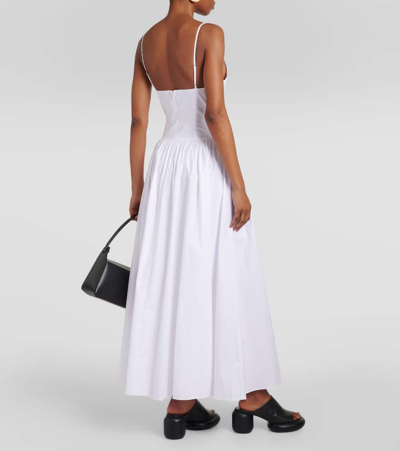 Shop Staud Dena Cotton Poplin Maxi Dress In White