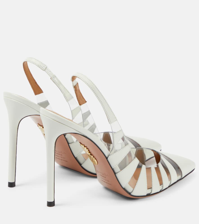 Aquazzura Hot Rumor 105 Leather And Pvc Slingback Pumps In White