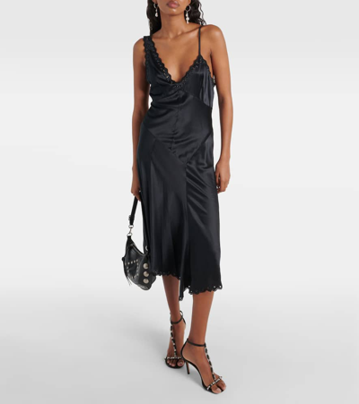 Shop Isabel Marant Ayrich Embroidered Silk Midi Dress In Black