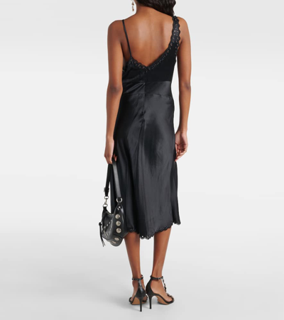 Shop Isabel Marant Ayrich Embroidered Silk Midi Dress In Black