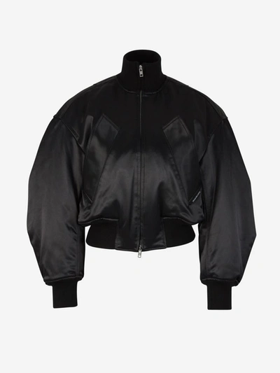 Shop Alexander Wang Cropped Bomber Jacket In Negre