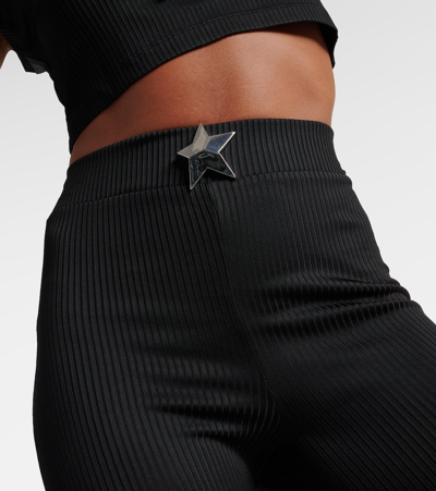 Area Viscose High Rise Flared Pants In Black