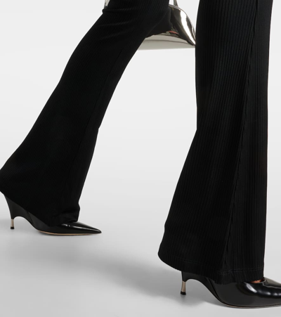 Area Viscose High Rise Flared Pants In Black