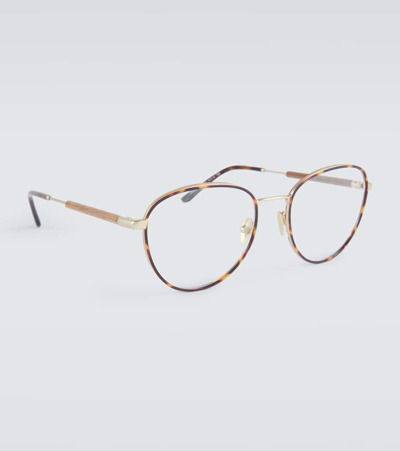 Shop Giorgio Armani Round Glasses In Gold