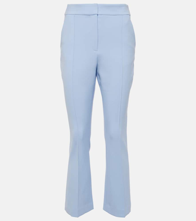 Shop Veronica Beard Tani Cropped High-rise Flared Pants In Blue