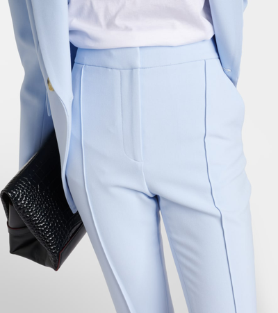 Shop Veronica Beard Tani Cropped High-rise Flared Pants In Blue