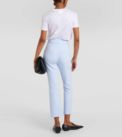 Shop Veronica Beard Tani Cropped High-rise Flared Pants In Blue