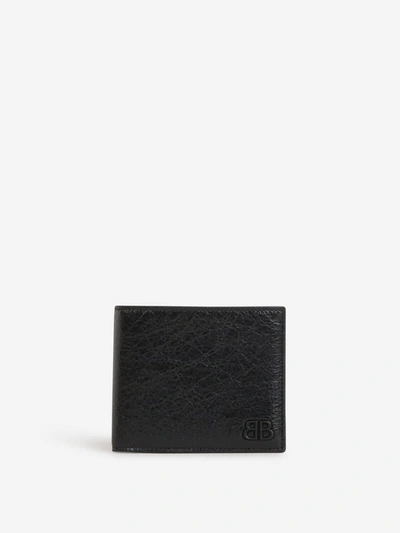 Shop Balenciaga Logo Leather Wallet In Negre
