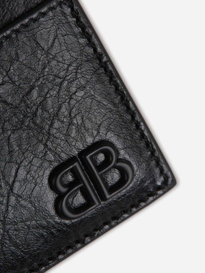 Shop Balenciaga Logo Leather Card Holder In Negre