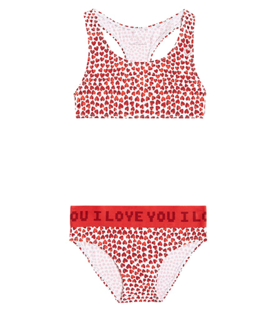 Shop Stella Mccartney Printed Bikini In Ivory/red