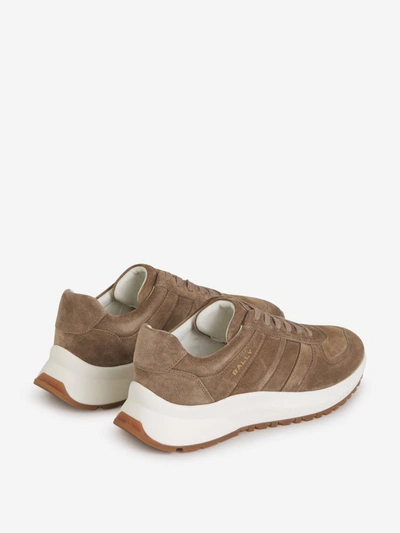 Shop Bally Suede Leather Sneakers In Taupe