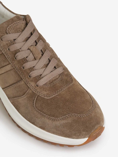 Shop Bally Suede Leather Sneakers In Taupe