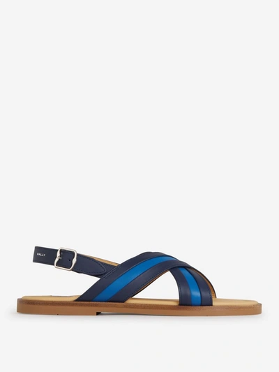Shop Bally Two-tone Leather Sandals In Blau Nit