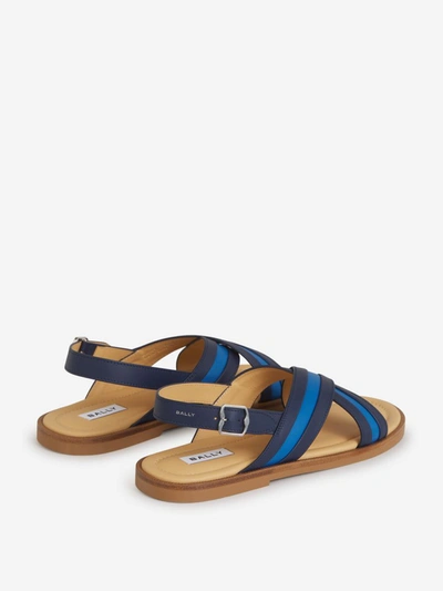Shop Bally Two-tone Leather Sandals In Blau Nit