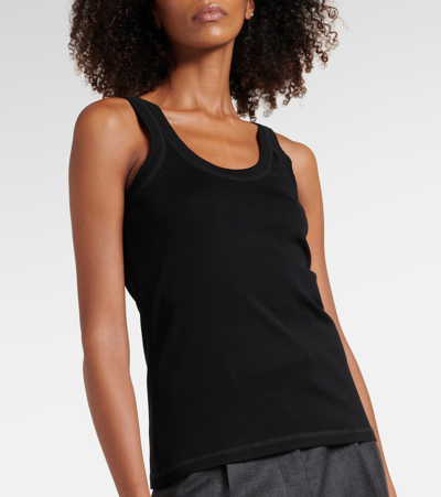 Shop Lemaire Ribbed-knit Cotton Tank Top In Black