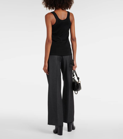 Shop Lemaire Ribbed-knit Cotton Tank Top In Black