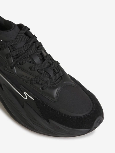 Shop Balmain Leather Run-row Sneakers In Negre