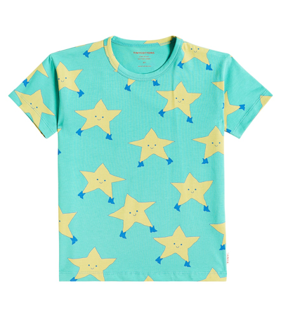 Shop Tinycottons Printed Cotton-blend Jersey T-shirt In Green