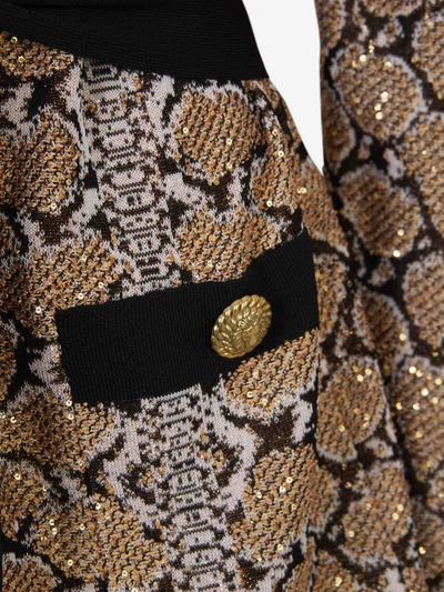 Shop Balmain Python Effect Cardigan In Crema