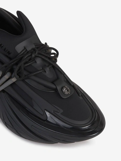 Shop Balmain Unicorn Leather Sneakers In Negre