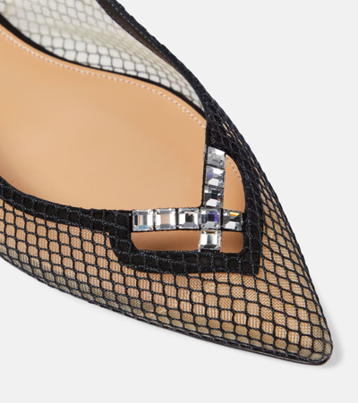 Aquazzura 10mm Bow Tie Mesh Flats In Black