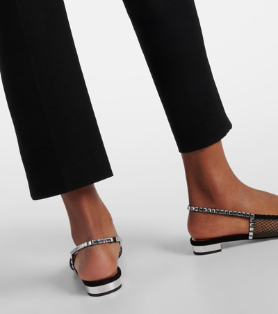 Shop Aquazzura Forbidden Love Mesh And Suede Slingback Flats In Black