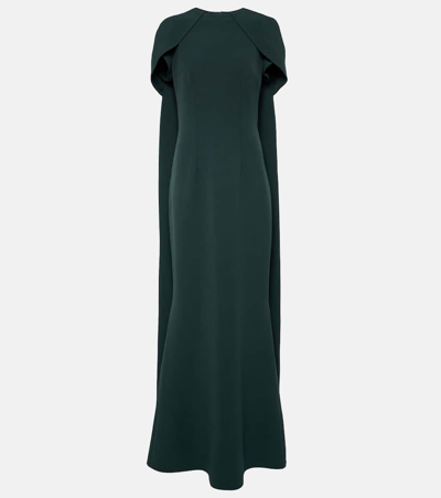 Shop Safiyaa Caped Gown In D. Spruce