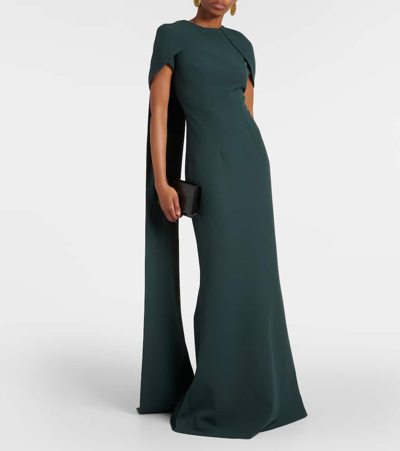 Shop Safiyaa Caped Gown In D. Spruce