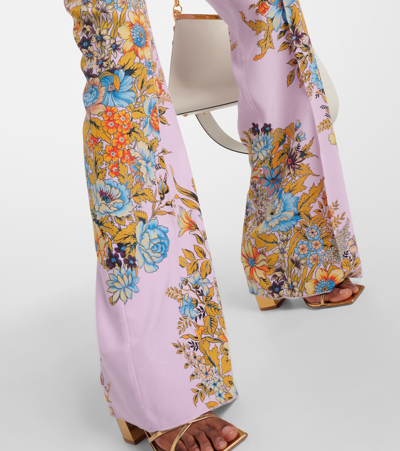 Etro Floral High-rise Silk Wide-leg Pants In Pink