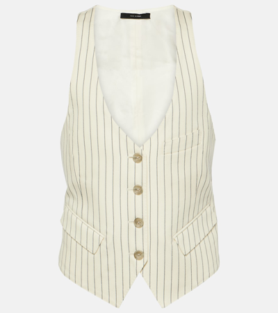 Tom Ford Pinstripe Wool And Silk-blend Vest In Ecru/black