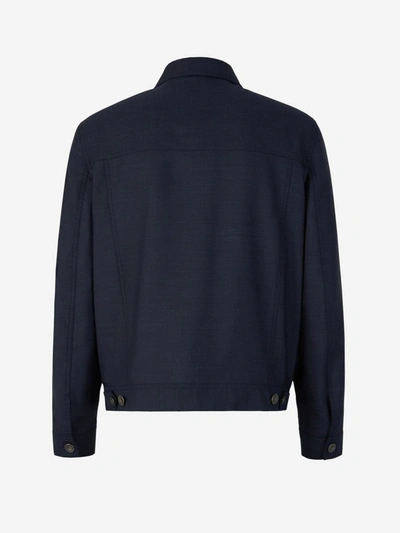 Shop Brunello Cucinelli Pockets Wool Jacket In Blau Nit