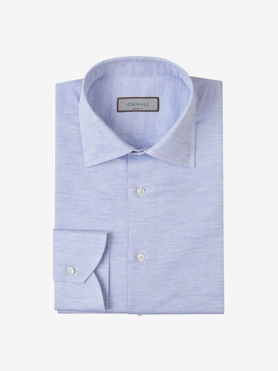 Shop Canali Linen And Cotton Shirt In Blau Cel