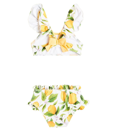 Shop Suncracy Palermo Printed Ruffled Bikini In Yellow Lemons