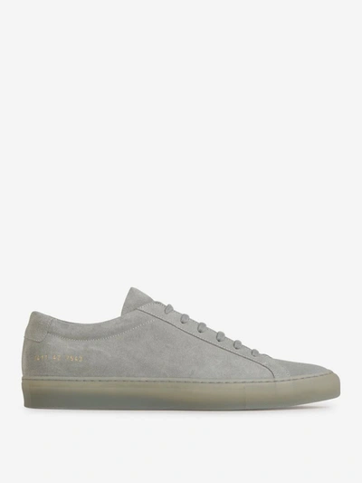 Shop Common Projects Leather Achilles Sneakers In Gris Carbó