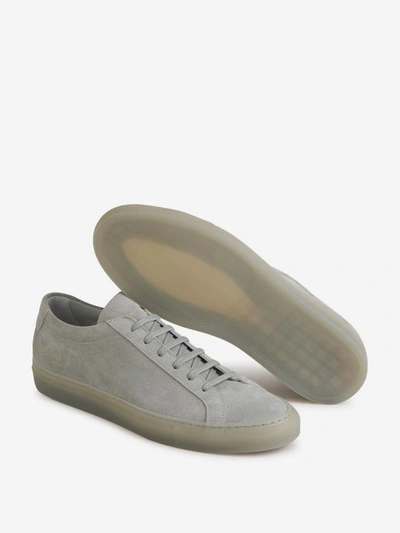 Shop Common Projects Leather Achilles Sneakers In Gris Carbó