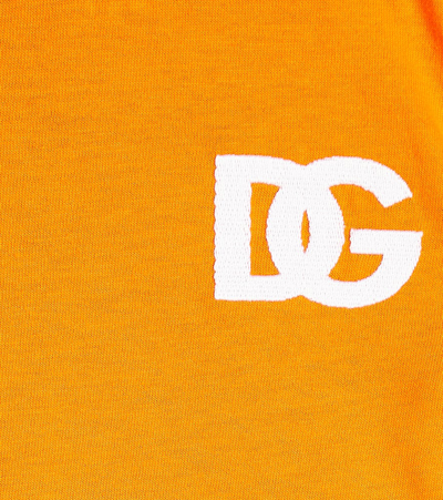 Shop Dolce & Gabbana Baby Printed Cotton Jersey T-shirt In Orange