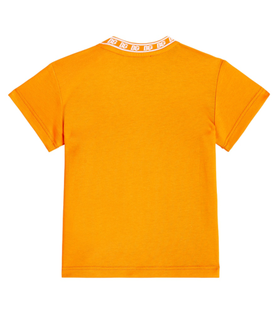 Shop Dolce & Gabbana Baby Printed Cotton Jersey T-shirt In Orange