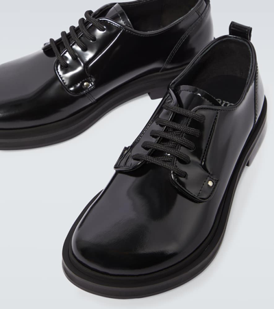 Shop Ami Alexandre Mattiussi Anatomical Leather Derby Shoes In Black