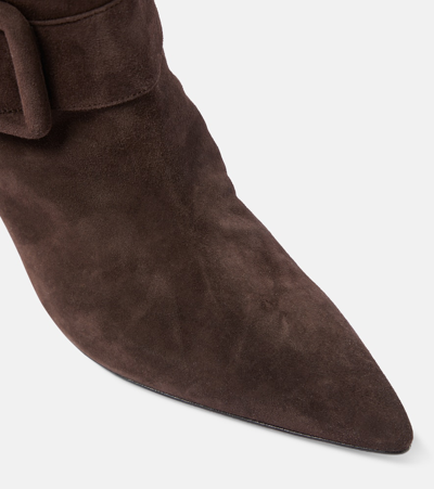 Shop Manolo Blahnik Bayhi Gala Suede Knee-high Boots In Brown