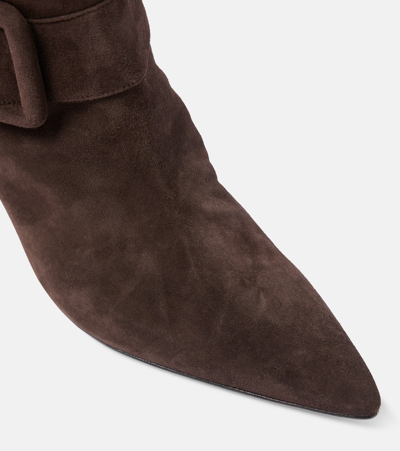 Manolo Blahnik Bayhi Gala Suede Knee-high Boots In Brown