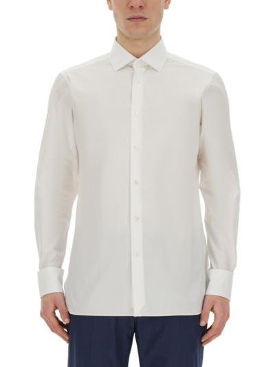 Shop Z Zegna Long Sleeved Buttoned Shirt In White