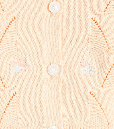 Shop Tartine Et Chocolat Baby Embroidered Cotton Cardigan In Pink
