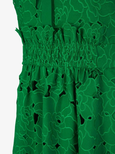 Shop Erdem Cutwork Midi Dress In Verd Fosc