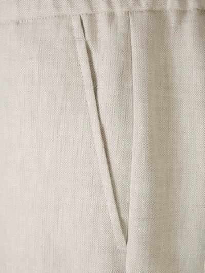 Shop Etro Linen Formal Trousers In Crema