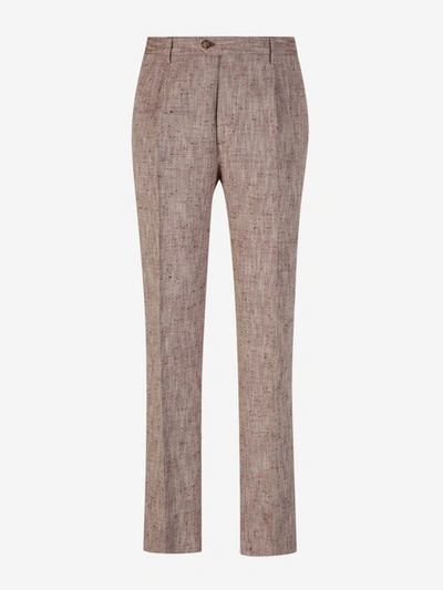Shop Etro Textured Formal Trousers In Bordeus