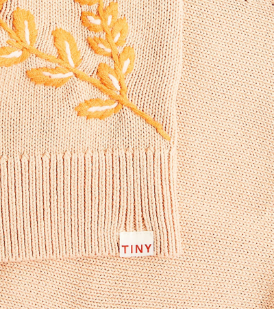 Shop Tinycottons Flowers Embroidered Cotton Sweater Vest In Papaya