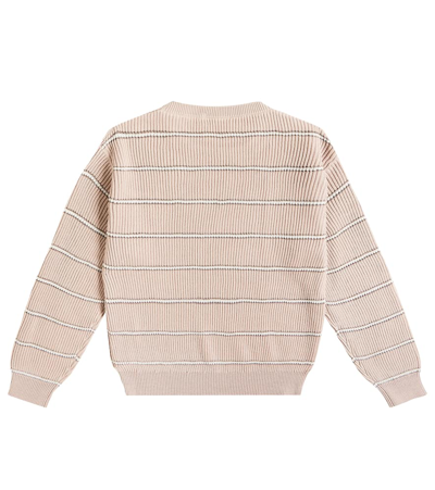 Brunello Cucinelli Cotton Sweater In Pink Salt+visone+panama