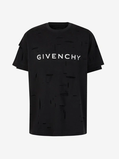 Shop Givenchy Oversized Destroyed T-shirt In Negre